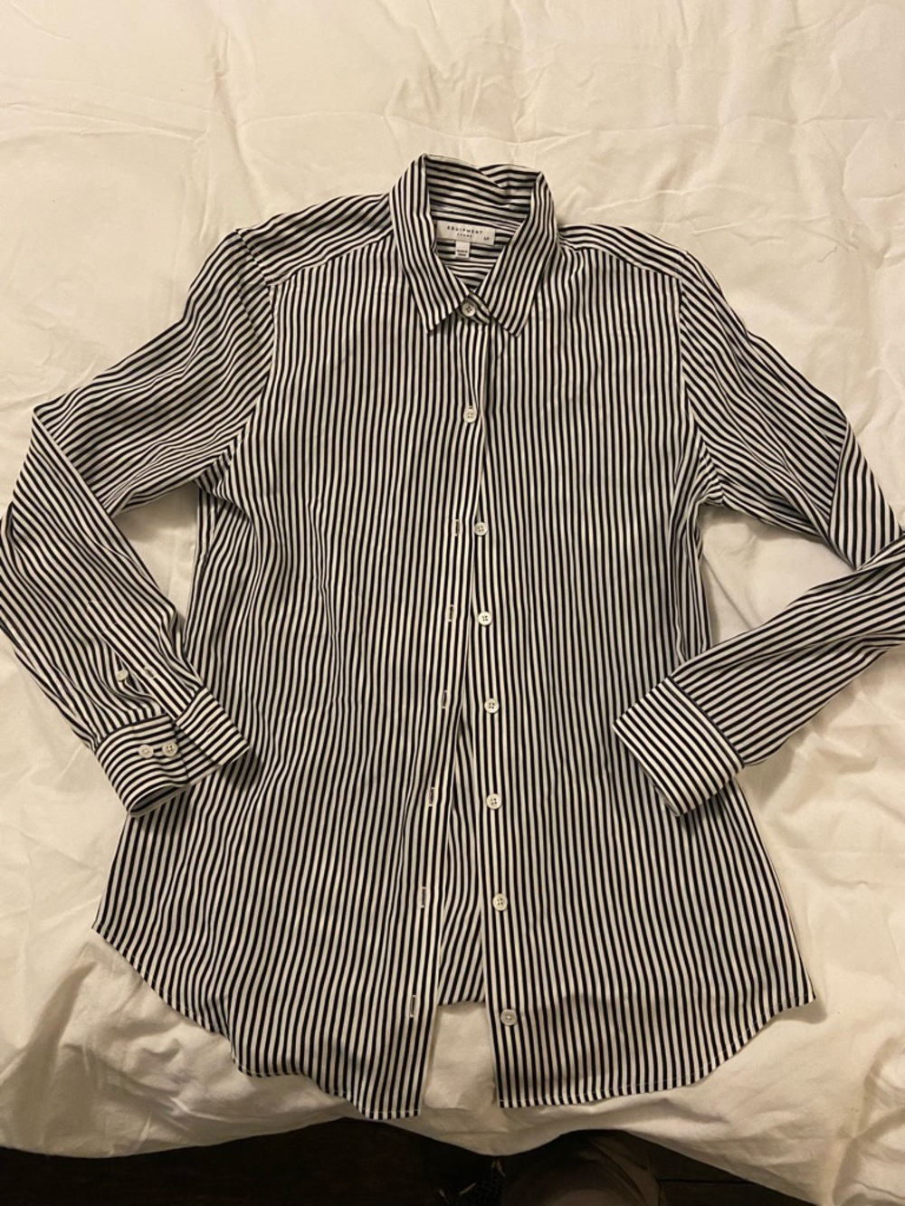 Equipment Silk Pinstripe Button Top